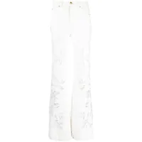 roberto cavalli pantalon évasé à fleurs - blanc