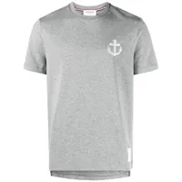 thom browne anchor-embroidered cotton t-shirt - gris