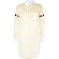thom browne robe-chemise courte à bande tricolore - jaune