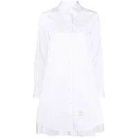 thom browne robe-chemise à détails de plis - blanc