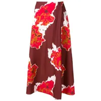 alcaçuz jupe mi-longue à fleurs - rouge