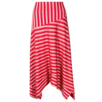 alcaçuz jupe mi-longue rayée à design asymétrique - rouge