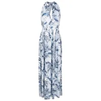 lygia & nanny robe longue à imprimé palmier - bleu