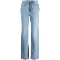twinset jean droit à taille haute - bleu