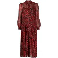 michael kors robe-chemise superposée à imprimé animalier - rouge