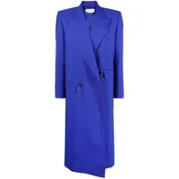 alexander mcqueen manteau croisé en laine à design asymétrique - bleu