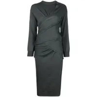 lemaire robe mi-longue à design superposé - gris