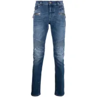 balmain jean skinny à détails nervurés - bleu