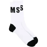 msgm chaussettes 3/4 en maille intarsia - blanc
