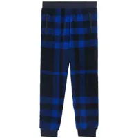 burberry pantalon de jogging en polaire à carreaux - bleu