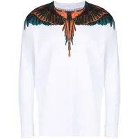 marcelo burlon county of milan t-shirt icon wings à manches longues - blanc
