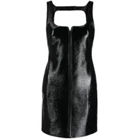 courrèges robe courte en cuir artificiel à design sans manches - noir