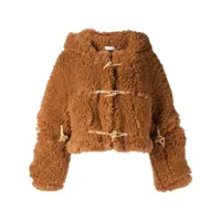 rokh veste en fourrure artificielle à capuche - marron