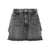 balenciaga minijupe-short en jean à bords francs - 1090 black
