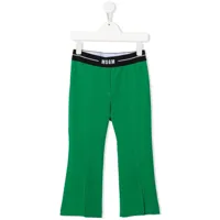 msgm kids pantalon évasé à taille à logo - vert