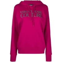 versace jeans couture hoodie à logo paillette - rose