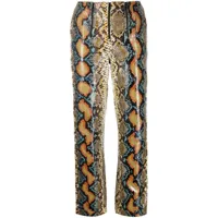 chanel pre-owned pantalon en peau de python à taille haute (années 2000) - tons neutres