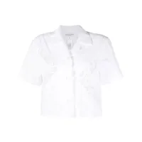 marine serre chemise à coupe crop - blanc