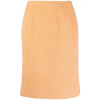 chanel pre-owned jupe crayon à taille haute (années 1980) - orange