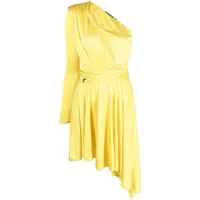 philipp plein robe plissée à design asymétrique à une épaule - jaune