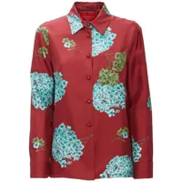 la doublej chemise boy en soie à fleurs - rouge