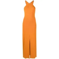 nanushka robe mi-longue cintrée à design sans manches - orange