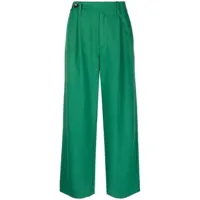 proenza schouler white label pantalon de tailleur drapey suiting à coupe ample - vert