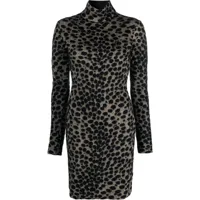 genny robe courte à imprimé léopard - noir