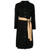 lygia & nanny robe-chemise à détail de ceinture - noir