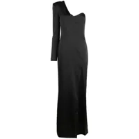 genny robe longue à design asymétrique à une épaule - noir