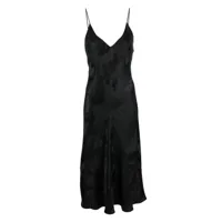 carine gilson robe-nuisette mi-longue imprimée en soie - noir