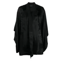 carine gilson veste d'inspiration kimono en soie à fleurs en jacquard - noir