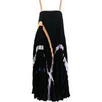 emporio armani robe longue plissée à design sans manches - noir