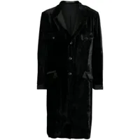 yohji yamamoto manteau en velours à simple boutonnage - noir