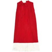 mm6 maison margiela robe mi-longue à design superposé - rouge