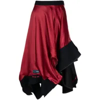 kolor jupe mi-longue drapée à coupe asymétrique - rouge