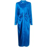 madison.maison robe-chemise en soie à manches longues - bleu
