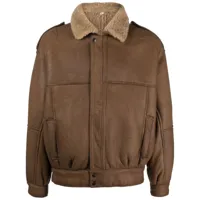 a.n.g.e.l.o. vintage cult veste en cuir à doublure lainée (années 1990) - marron