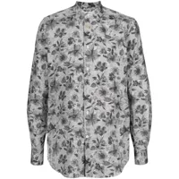 kiton chemise fleurie à design sans col - blanc