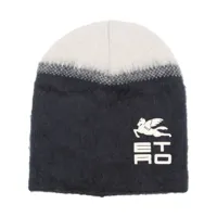 etro chapeau en laine vierge à logo imprimé - bleu