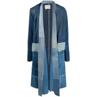 greg lauren manteau en coton à design patchwork - bleu