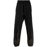 vision of super pantalon de jogging à imprimé flamme - noir
