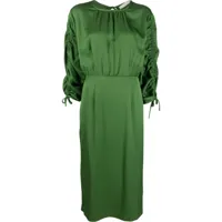 tela robe mi-longue à manches froncées - vert