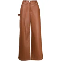 staud pantalon domino en cuir vegan - marron