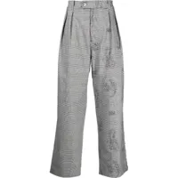 feng chen wang pantalon droit à carreaux - gris