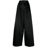 khaite pantalon palazzo en satin à détails plissés - noir
