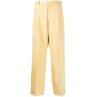 oamc pantalon droit à détails de plis - jaune