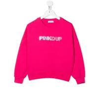 pinko kids sweat à logo appliqué - rose