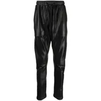 julius pantalon droit en cuir artificiel - noir