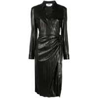 msgm robe plissée en cuir artificiel - noir
